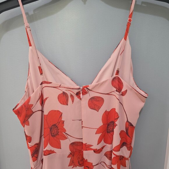 Eliza J Pink Floral Faux Wrap Midi Dress Size 6 Adjustable Straps Double Lined - Picture 8 of 10